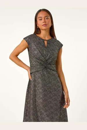 Roman Petite Shimmer Knot Waist Keyhole Dress AU 18
