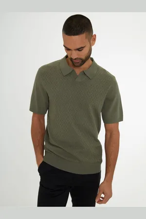 Threadbare Textured Front Knitted Trophy Neck Polo Shirt XL