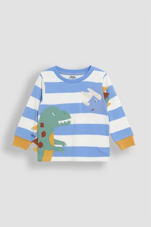 JoJo Maman Bébé Blue Dinosaur 100% Cotton Appliqué Top 4