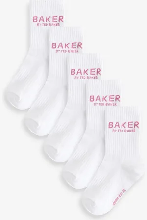 Ted Baker White Socks 5 Pack 4-6.5