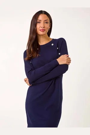 Roman Plain Button Detail Knitted Dress AU 12