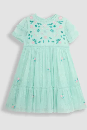 JoJo Maman Bébé Floral Embroidered Tiered Tulle Party Dress 1.5
