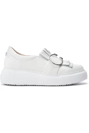 Moda In Pelle Clove Leopard Print Buckle Wedge Leather White Trainers AU 9 (EU 40)