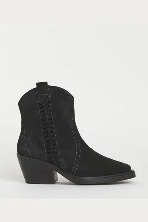 Simply Be Black Braided Western Boots In Wide Fit AU 9 (EU 40)