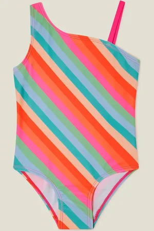 Accessorize Pink/Blue Girls Stripe Swimsuit 5