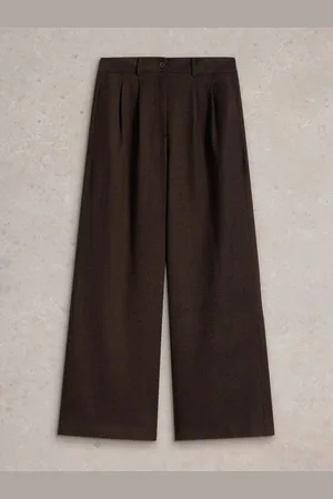 White Stuff Brown Sasha Tweedy Wide Leg Trousers AU 22 R