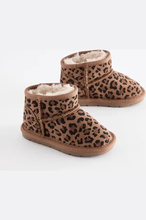 Next Animal Print Faux Fur Lined Water Repellent Pull-On Suede Boots AU 12 (EU 30.5)