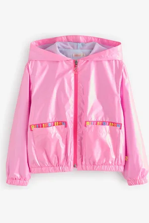 Billieblush Pink Iridescent Logo Zip-Up Hooded Windbreaker Jacket 12 Years (152cm)