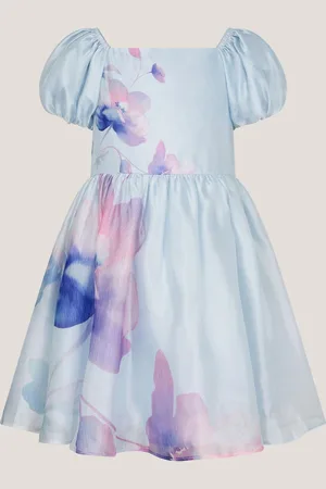 Monsoon Pansy Puff Sleeve Satin Dress 10 Years (140cm)