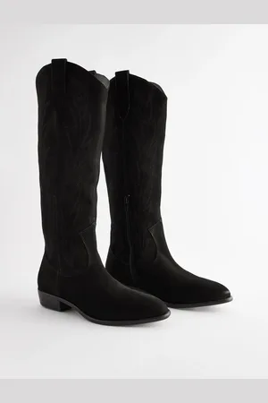 Next Black Forever Comfort Suede Stitched Cowboy Knee High Boots AU 11 (EU 43)