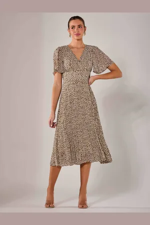 Jolie Moi Chiffon Pleated Wrap Midaxi Dress AU 14