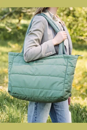 Done by Deer Green Quilted Changing Tote Bag One