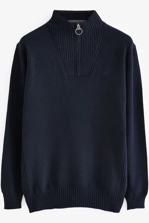 Barbour Navy Blue Lambswool Quarter Zip Jumper XL