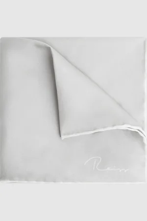 Reiss Silver Ceremony Plain Silk Pocket Square onesize
