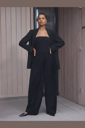 Next Black N. Premium Wool Blend Straight Trousers AU 12 L