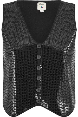 Yumi Black Sequin Waistcoat With Knitted Back AU 8