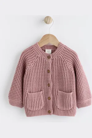 Next Pink Back Slogan Embroidered Baby Knitted Cardigan (0mths-2yrs) Up to 3 Months (62cm)