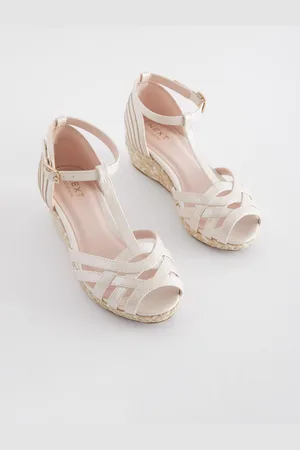 Next White Shimmer Heeled Wedge Sandals AU 10 (EU 28)