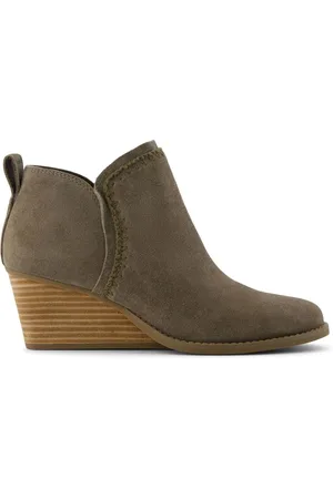 TOMS Green Kaia Wedge Boots in Canteen Suede AU 8 (EU 38.5)