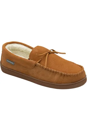 Dunlop Brown Mens Faux Fur Lined Leather Moccasin Slippers AU 12 (EU 46)