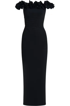Gina Bacconi Sabrina Jersey Ruffle Neck Maxi Dress AU 16