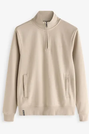 Threadbare Light Stone Quarter Zip Neck Sweatshirt M