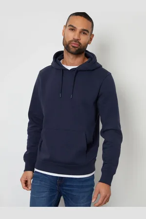 Threadbare Navy Mock T-Shirt Pullover Hoodie L