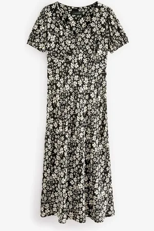 Live Unlimited London Curve Petite floral Print Puff Sleeve Midi Dress AU 14