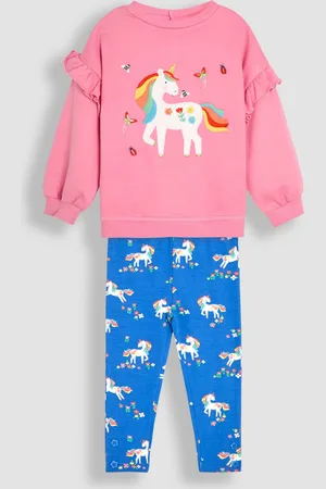 JoJo Maman Bébé Fuchsia Unicorn Appliqué Frill Sweatshirt & Leggings Set 2 Piece 2