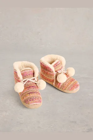 White Stuff Natural Knitted Bootie Slippers L
