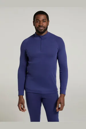 Mountain Warehouse Blue Mens Talus Quarter Zip Thermal Top S