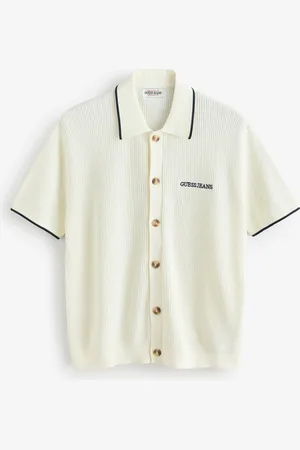 Guess Embroidered Logo Short Sleeve Knit 100% Cotton Polo Shirt XL