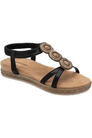 Dunlop Black T-Bar Elasticated Sandals AU 5 (EU 36)