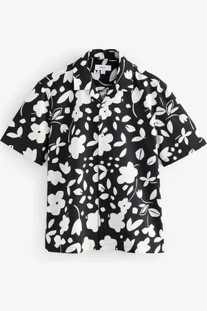 Next Printed Floral Short Sleeve Shirt With Cuban Collar XS