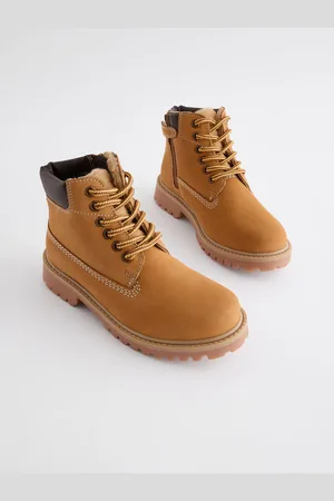Next Tan Brown Standard Fit (F) Leather Work Boots US 4 (UK 3)