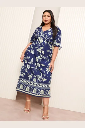 Friends Like These Curve Satin Printed Midi Dress 22