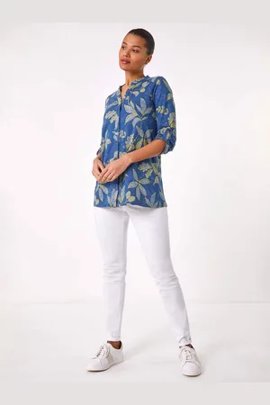 Roman Leaf Print 100% Cotton Blouse AU 16