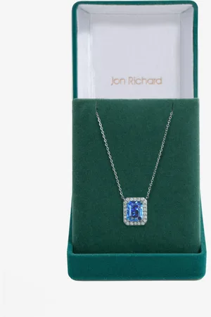 Jon Richard Silver Tone Cubic Zirconia Emerald Cut Sapphire Pendant One