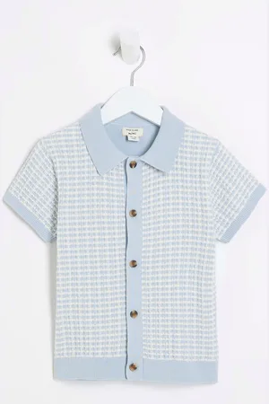 River Island Boys Textured Revere Knit 100% Cotton Polo Shirt 4