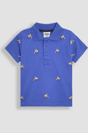 JoJo Maman Bébé Blue Construction Embroidered Polo Shirt 3