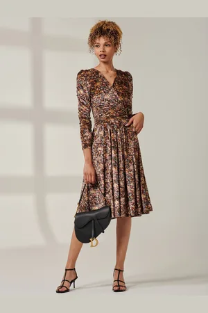 Jolie Moi Long Sleeve Floral Velevet Midi Dress AU 18