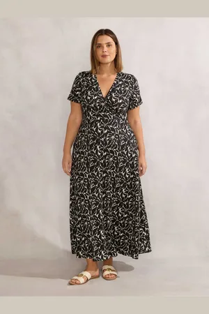 Live Unlimited London Black Petite Curve Mono Polka Dot Pleat Blouse AU 14