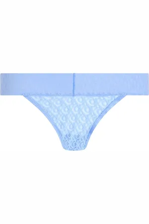 Calvin Klein Blue Logo Lace Trim Low Rise Bikini Briefs S