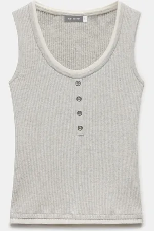 mint&berry Grey Ribbed Knit Vest Top medium