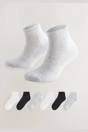 Next Black/White/Grey Essential Mid Trainer Socks 6 Pack UK 9