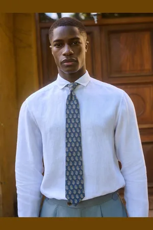 Next Neutral Paisley Tie With Tie Clip onesize