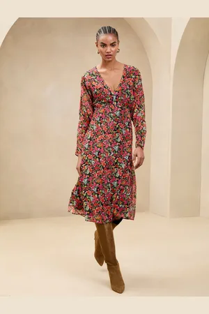 Lipsy London V-Neck Batwing Sleeve Midi Dress AU 16