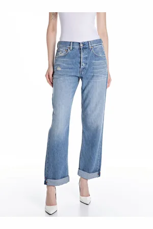 Replay Light Blue Boyfriend Barrel Fit Aubry Relaxed Jeans W32 L30