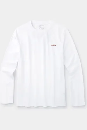 Aubin White Alford 100% Cotton Long Sleeve T-Shirt XXL
