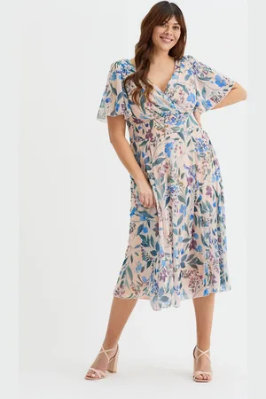 Scarlett & Jo Victoria Angel Sleeve Mesh Midi long Dress AU 24